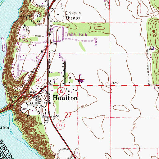 Topographic Map of Houlton Elementary School, WI