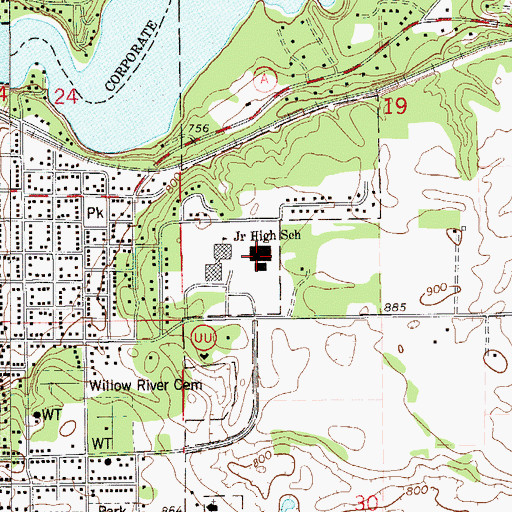 Topographic Map of Hudson High School, WI