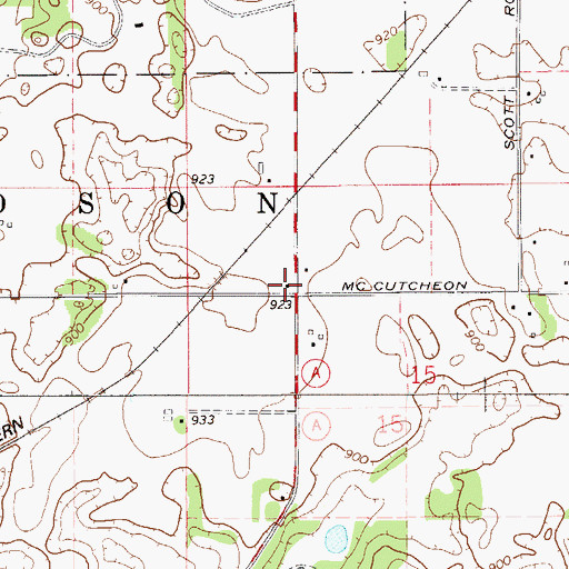 Topographic Map of Hudson Townhall, WI