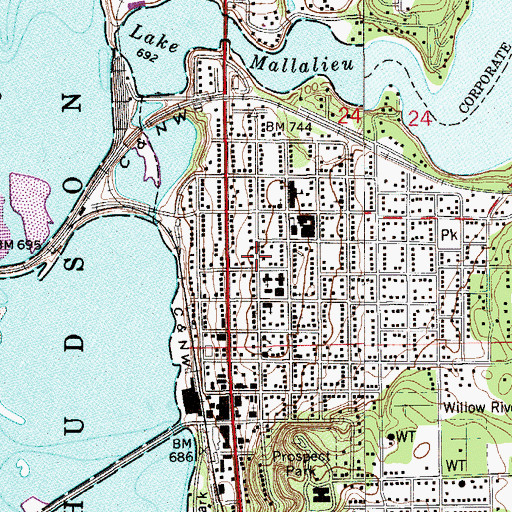 Topographic Map of Octagon House, WI