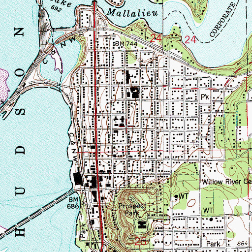 Topographic Map of Saint Pauls Episcopal Church, WI
