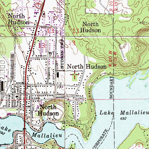 Topographic Map of Webster Park, WI