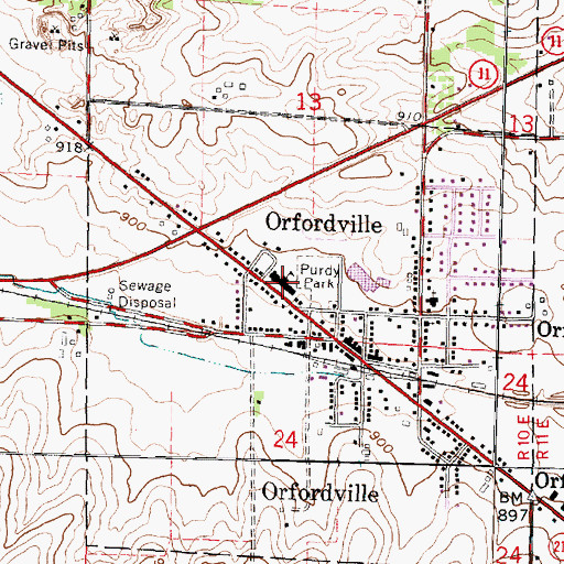 Topographic Map of Orfordville Elementary School, WI