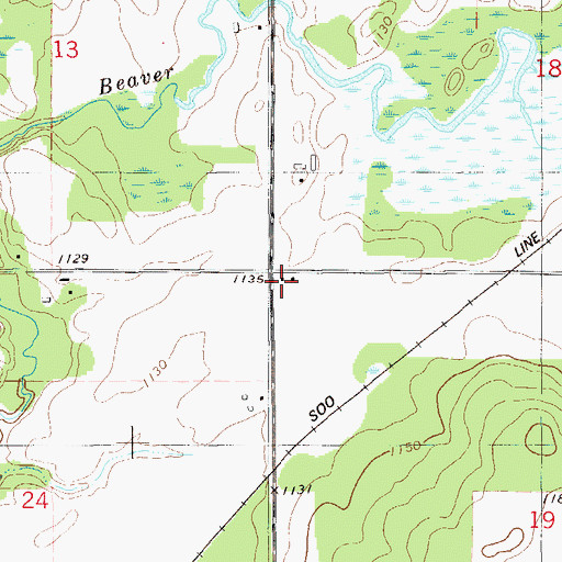 Topographic Map of Beaver Brook School (historical), WI