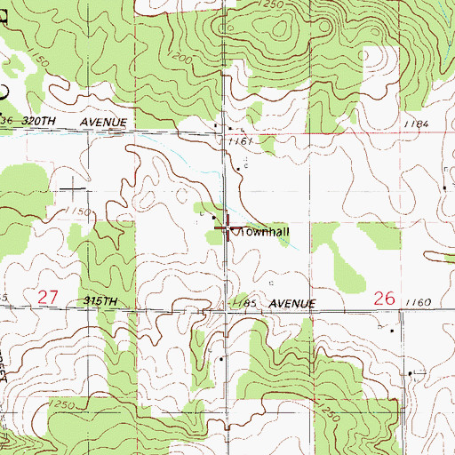 Topographic Map of Clam Falls Townhall, WI