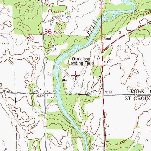 Topographic Map of Danielson Field, WI
