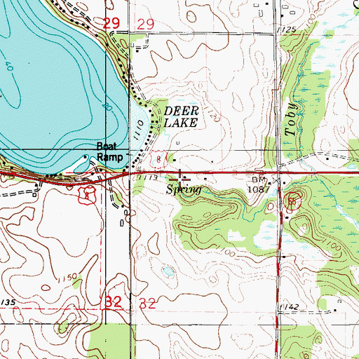 Topographic Map of Deer Lake School (historical), WI