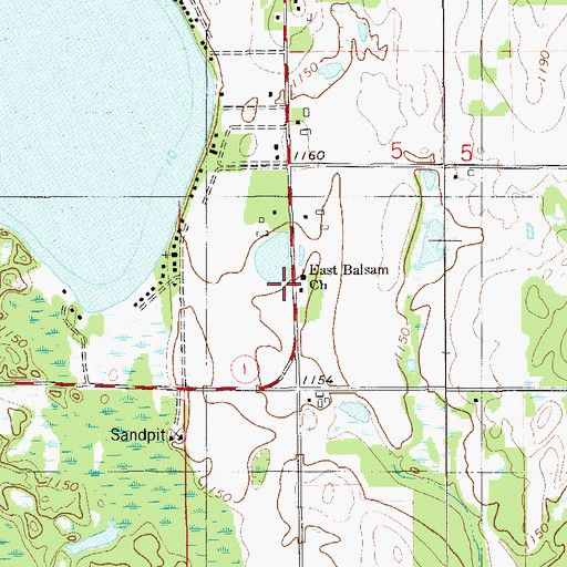 Topographic Map of East Balsam School (historical), WI