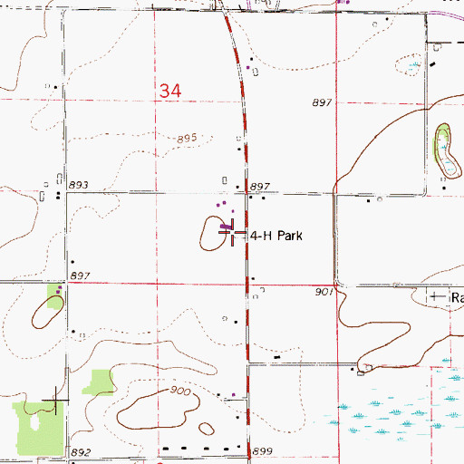 Topographic Map of Farmington Center School (historical), WI