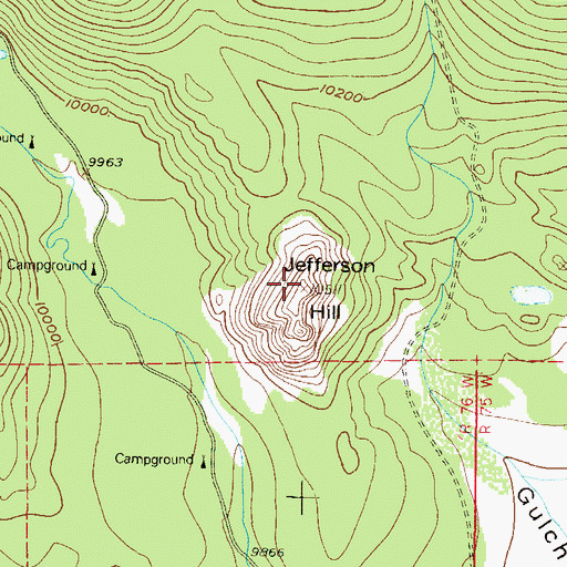 Topographic Map of Jefferson Hill, CO