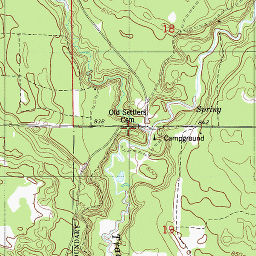 Topographic Map of Old Settlers Cemetery, WI