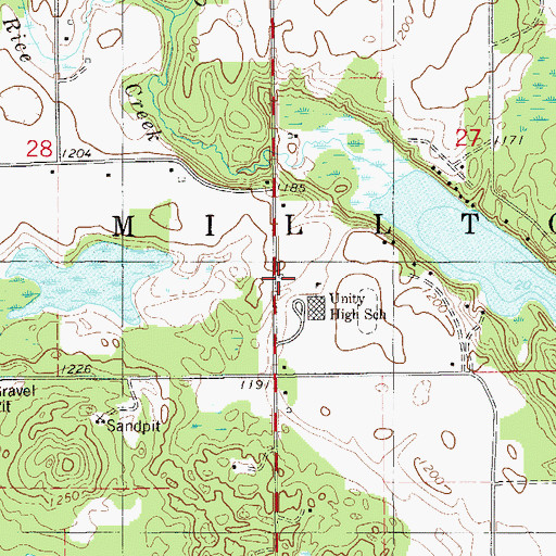 Topographic Map of Pine Grove School (historical), WI