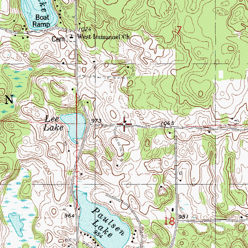 Topographic Map of Pine Lake School (historical), WI