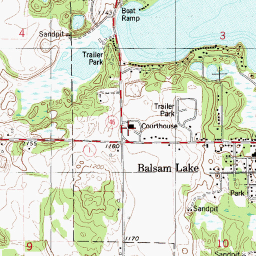 Topographic Map of Polk County Courthouse, WI