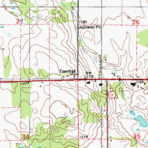 Topographic Map of Saint Croix Falls Townhall, WI