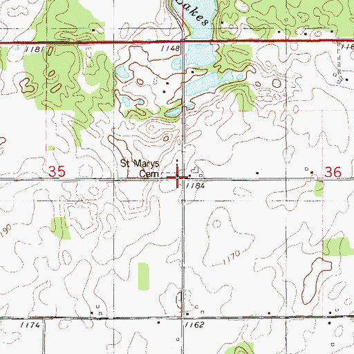 Topographic Map of Saint Marys Church, WI
