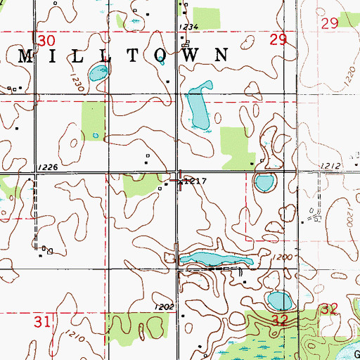 Topographic Map of South Milltown School (historical), WI