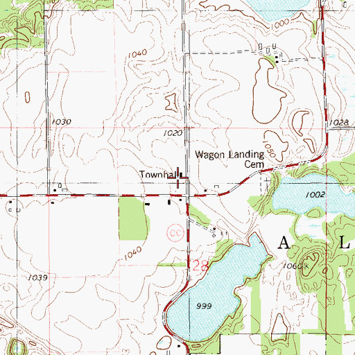Topographic Map of Wagon Landing School (historical), WI