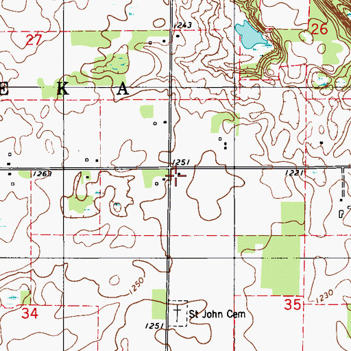 Topographic Map of Woodrow School (historical), WI