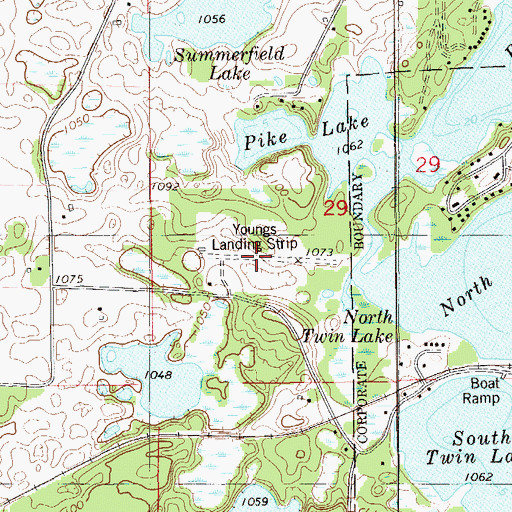 Topographic Map of Youngs Landing Strip (historical), WI