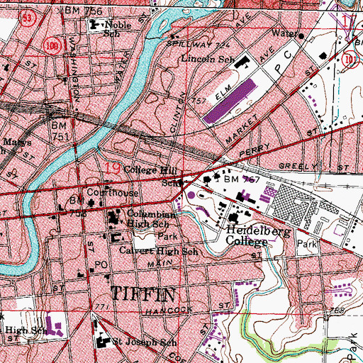 Topographic Map of Aigler-Alumni Building, OH