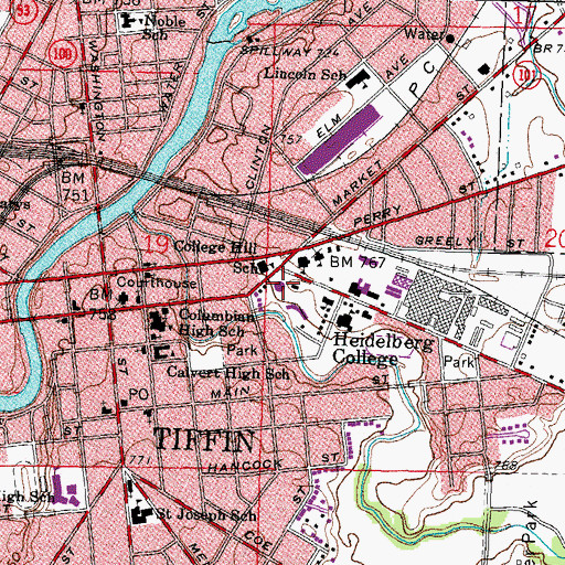 Topographic Map of Beeghly Library, OH