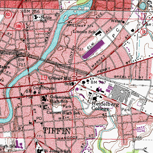 Topographic Map of Brenneman Music Hall, OH
