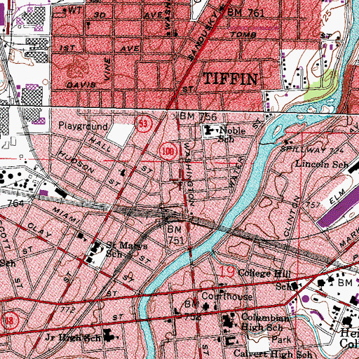 Topographic Map of Calvary Baptist Church, OH