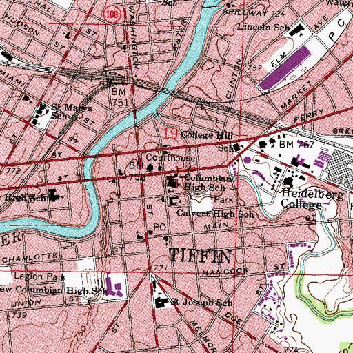 Topographic Map of First Christian Church, OH
