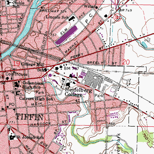 Topographic Map of France Residence Hall, OH
