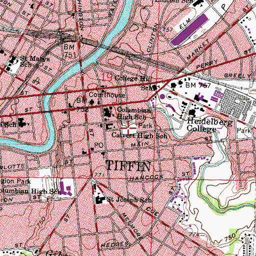 Topographic Map of Hedges Park, OH