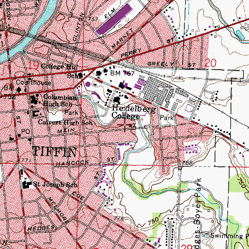 Topographic Map of King Memorial Residence Hall, OH