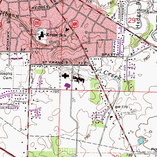 Topographic Map of Saint Francis Home, OH
