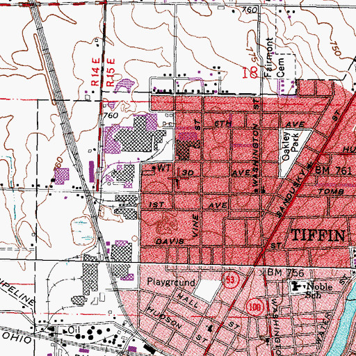 Topographic Map of Tiffin Full Gospel Church (historical), OH