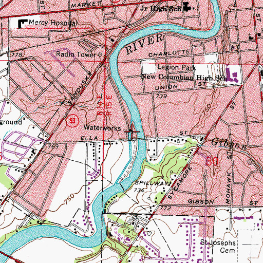 Topographic Map of Tiffin Water Works, OH