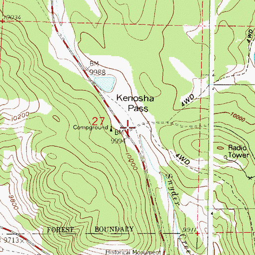 Topographic Map of Kenosha Pass, CO
