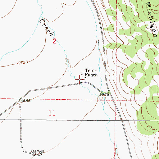 Topographic Map of Teter Ranch, CO