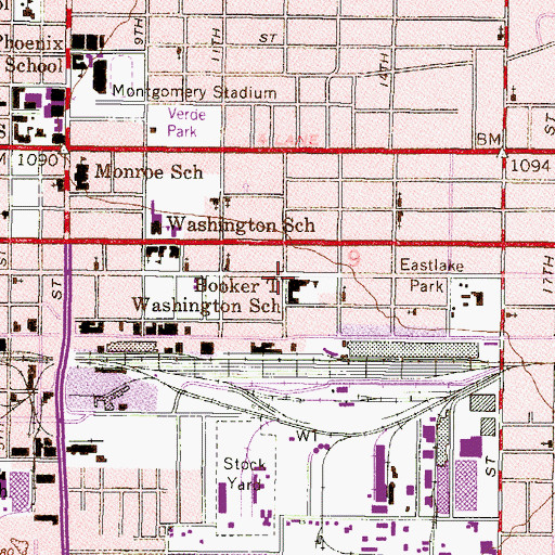 Topographic Map of Booker T Washington School, AZ