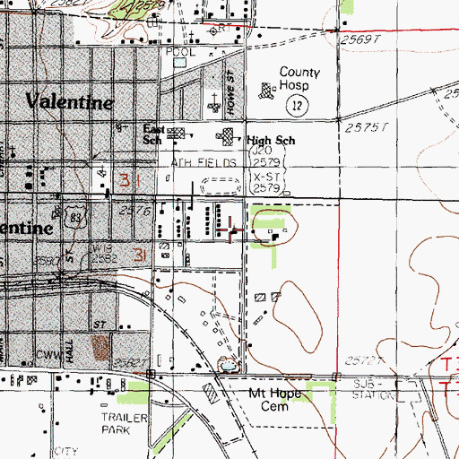 Topographic Map of First Baptist Church, NE