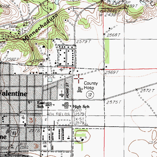Topographic Map of Cherry County Physicians Clinic, NE