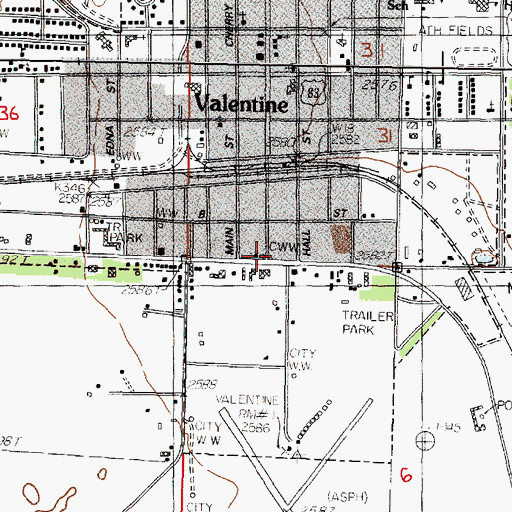 Topographic Map of Valentine Visitors Center, NE