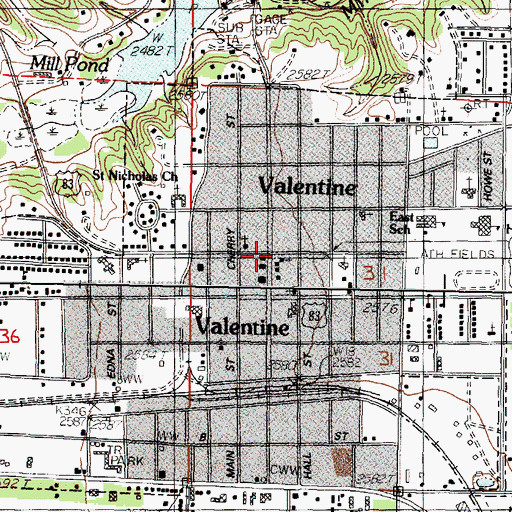 Topographic Map of Cherry County Court House, NE
