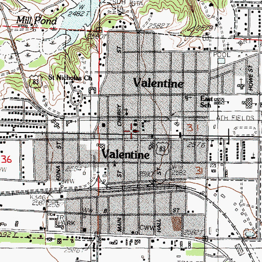 Topographic Map of Valentine Police Department, NE