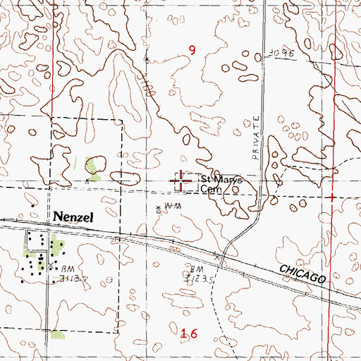 Topographic Map of Saint Marys Cemetery, NE