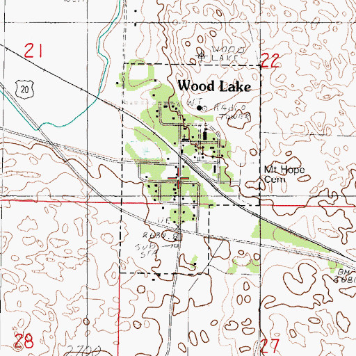 Topographic Map of Wood Lake Fire Department, NE