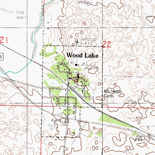Topographic Map of Wood Lake Public School, NE