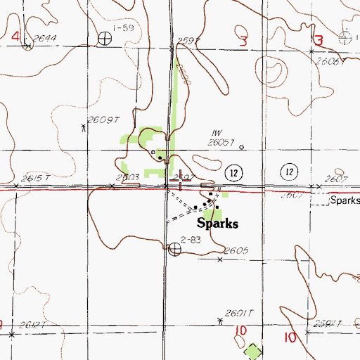 Topographic Map of Sparks Public School, NE