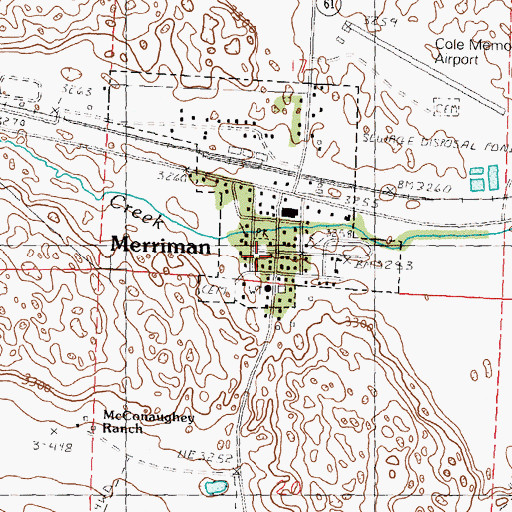 Topographic Map of Merriman Volunteer Fire Department, NE