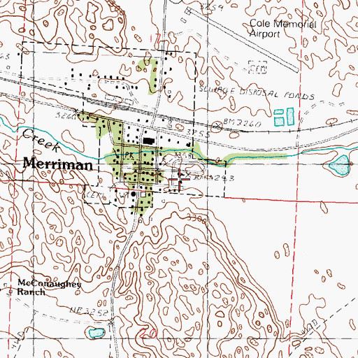 Topographic Map of Merriman Public School, NE