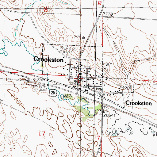 Topographic Map of Crookston Post Office, NE